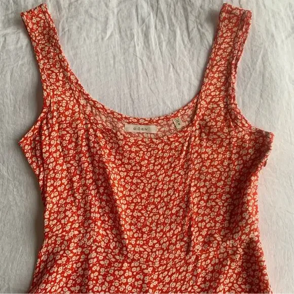 Doen Porto Floral Viscose Sleeveless A Line Mini Dress Orange Hillside Bloom - Picture 8 of 13